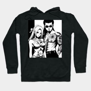 Japanese Tattoo Girlfriend Boyfriend Anime Couple Hoodie